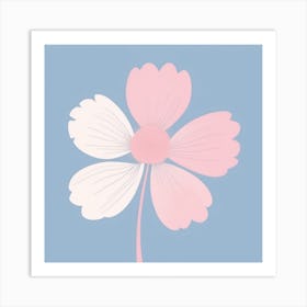 A White And Pink Flower In Minimalist Style Square Composition 612 Art Print