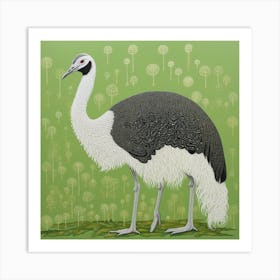 Ohara Koson Inspired Bird Painting Ostrich 2 Square Art Print