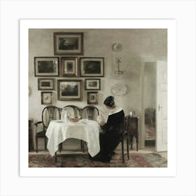 Woman At The Table Art Print