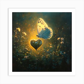 Butterfly Resting on Heart Flower 10 Art Print