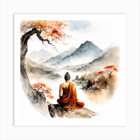 Buddha Painting Landscape (10) Art Print