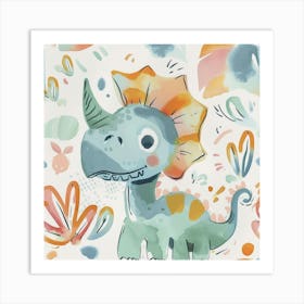 Cute Muted Pastels Protoceratops Dinosaur 1 Art Print