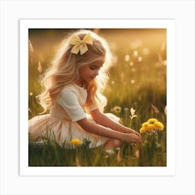 Little Girl In A Field Art Print