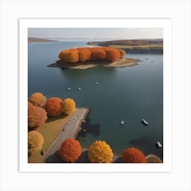 Autumn Trees On A Lake Art Print