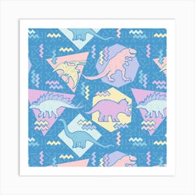 Nineties Dinosaur Pattern - pastel version Art Print