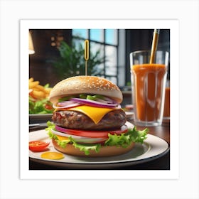 Hamburger On A Plate 177 Art Print