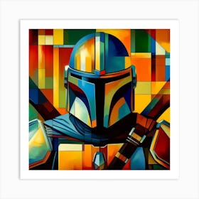 Din Djarin The Mandalorian Faded Metal Abstract Star Wars Art Print Art Print