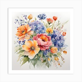 Watercolor Flowers Art Print