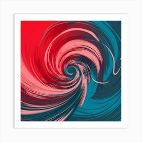 Red And Blue Swirl Painting Art Print