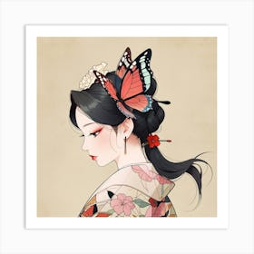 Asian Madame Butterfly Art Print 1 Art Print