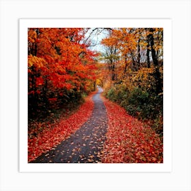 A Crisp American Autumn Scene Unfolds Embodying The Quiet Beauty Of A Fall Nature Trail Transitioni 2 1 Art Print