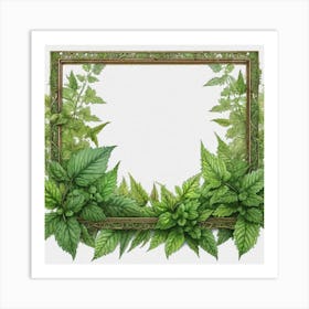 Frame With Green Leaves 9 Art Print