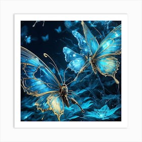 Blue Butterflies Art Print