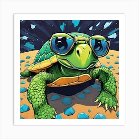 Turtle With Sunglasses 1 Art Print