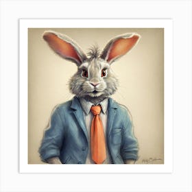 Rabbit In A Suit 17 Art Print