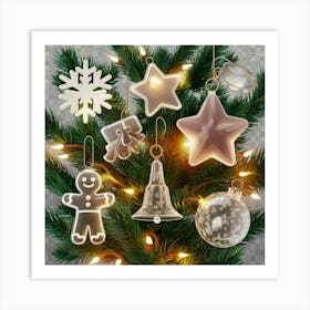 Christmas Ornaments On A Christmas Tree Art Print