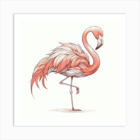 Line Art flamingo 2 Art Print