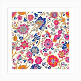 Tulip Tide London Fabrics Floral Pattern 2 Art Print