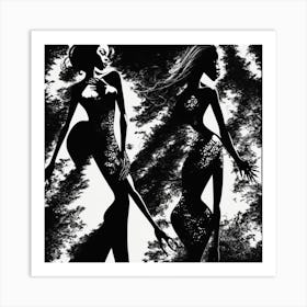 Two Women In The Woods Art Print