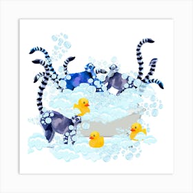 Lemurs in the tub Art Print