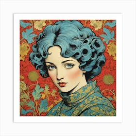 Woman With Blue Hair Art Print