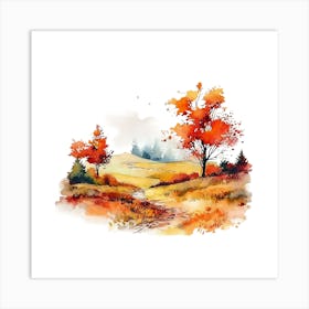 Watercolor Autumn Trees 5 Art Print