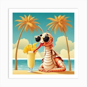 Lizard On The Beach 1 Art Print