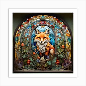 Fox Stained Glass Art Print