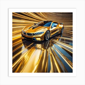 Golden Bmw I8 Art Print