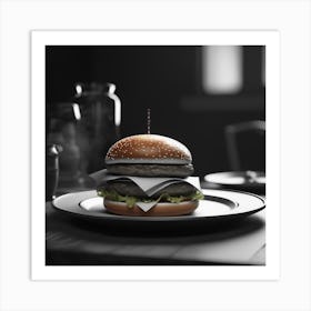 Burger On A Plate 11 Art Print