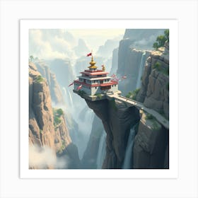 Floating Monastery Above A Canyon Art Print