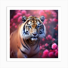 Tiger In Bloom Art Print