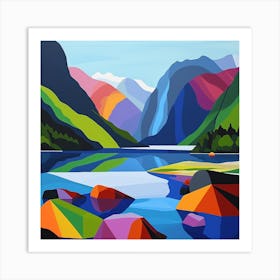 Colourful Abstract Fiordland National Park New Zealand 4 Art Print
