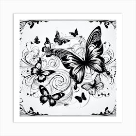 Black And White Butterflies 20 Art Print