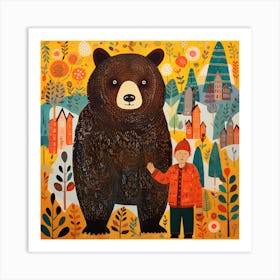 Bear Friends Collage Art Print