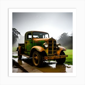 Old Truck In The Rain 1 Art Print