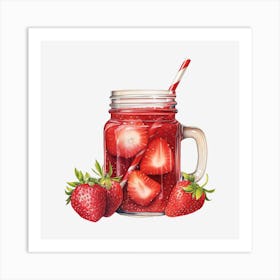 Strawberry Juice In A Mason Jar 2 Art Print