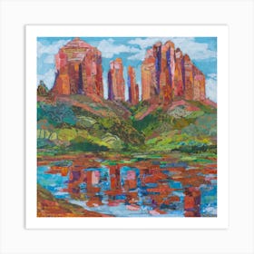Red Rock Nature Crossing Arizona Square Art Print
