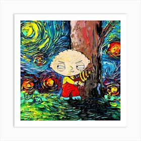 Stewie Family Guy Painting Starry Night Van Gogh Art Print