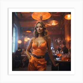 Woman In An Orange Top Art Print