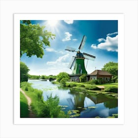 Water Green Nature View River Old Structure Light Electrical Sun Day Architecture Fauna (7) Art Print