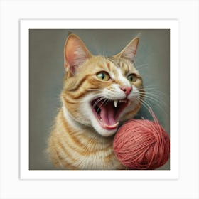 Cat With A Ball Of Yarn 1 Art Print