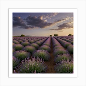 A Serene Lavender Field In Full Bloom With Rows Of Purple Flowers Stretching To The Horizon 2 Art Print