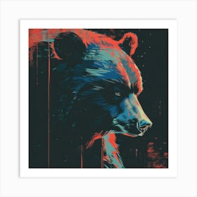 Bear Market Symbols With Dark Ominous Colors Glitch Art Art Print