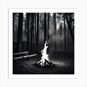 Campfire In The Woods 15 Art Print