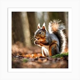 Squirrel In The Woods Art Print