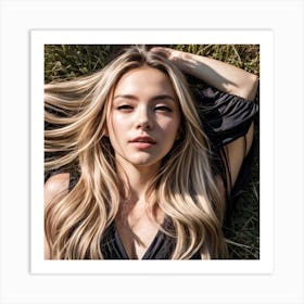 Elegant Young Female, Long Blonde Hair Art Print