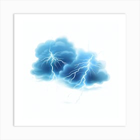 Lightning Clouds On White Background Art Print