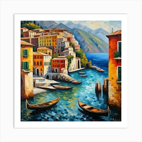 Gondolas On The Water Art Print