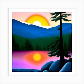 Sunset At The Lake Art Print